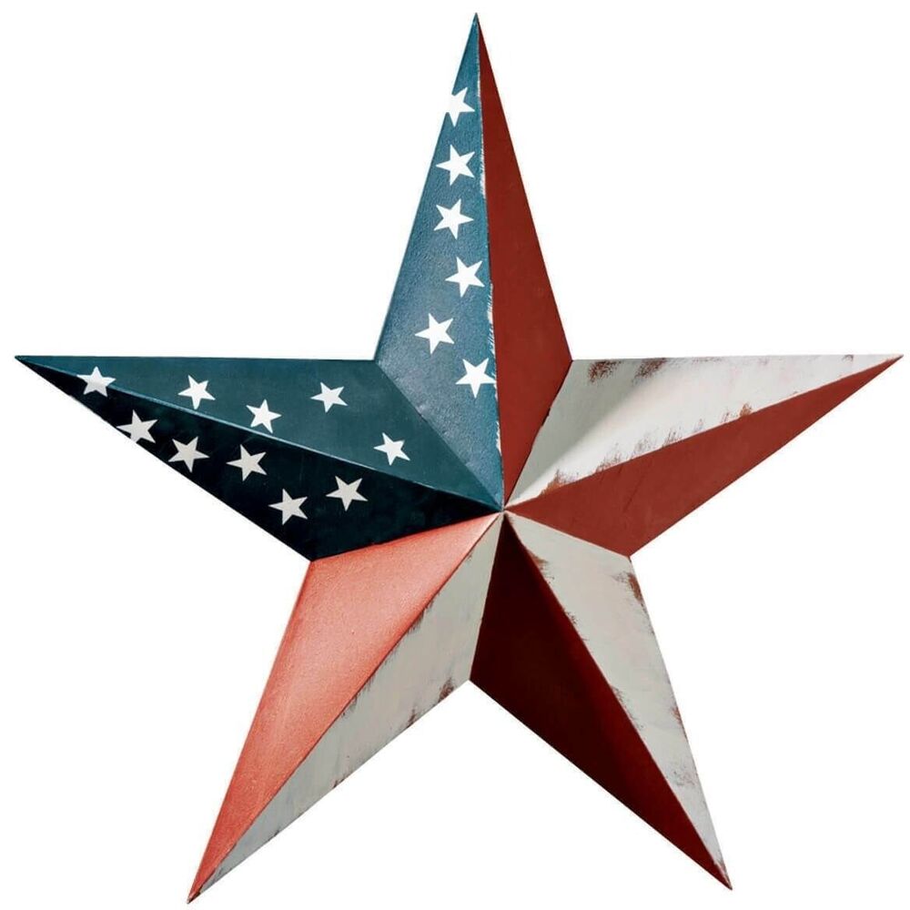 American Barn Star Patriotic Metal Plaque Outdoor Wall Yard Art Red White Blue